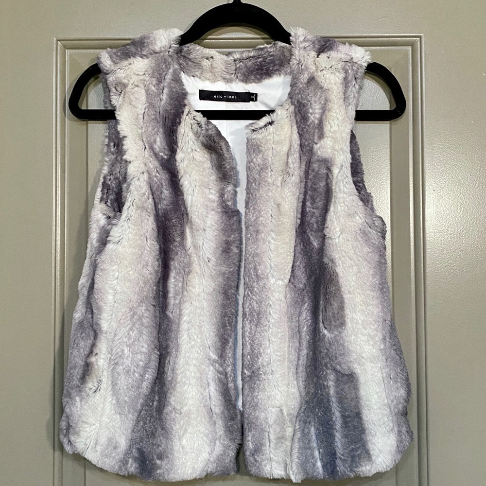 Faux Fur White and Gray Vest